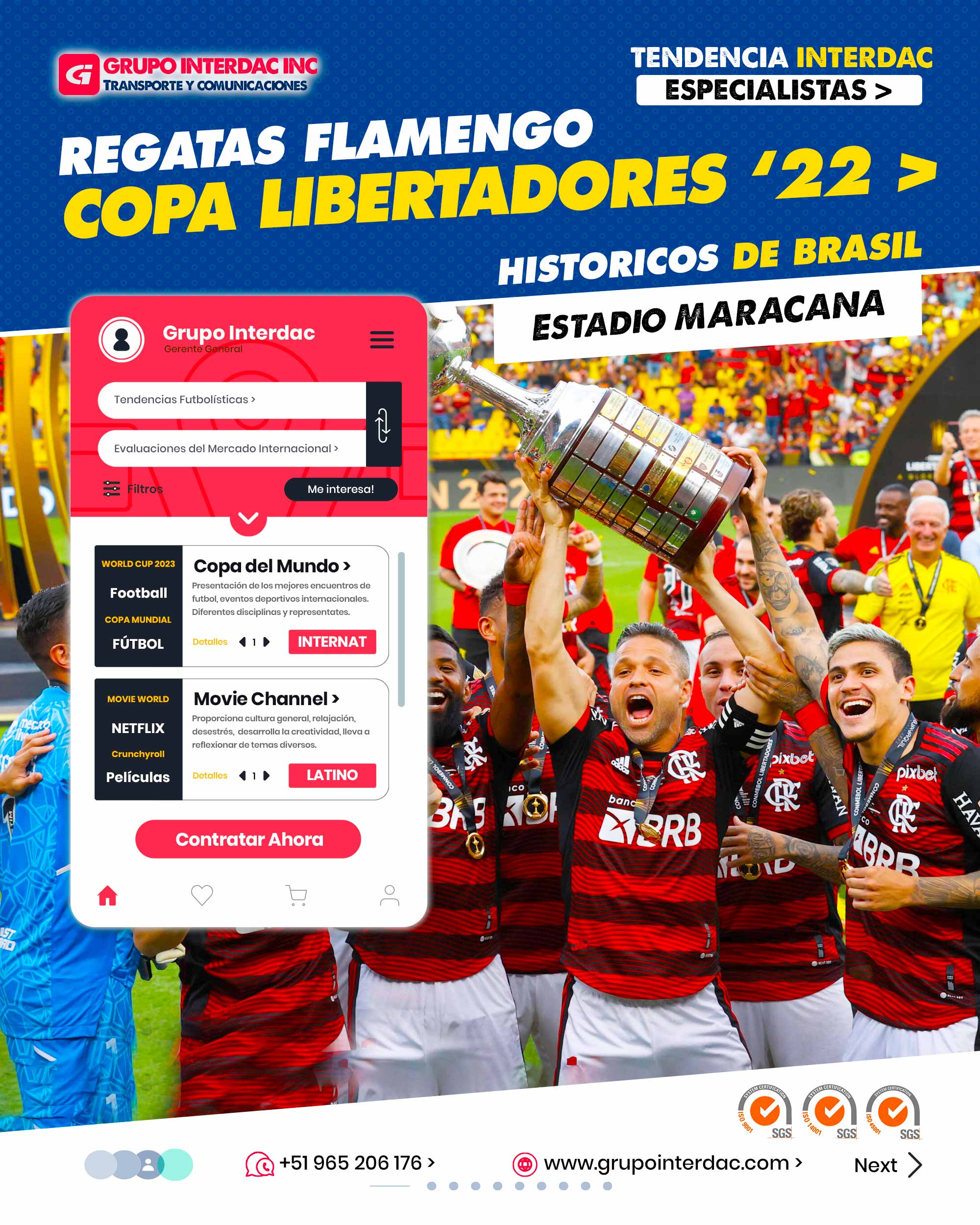 Historia y Grandeza: El Club de Regatas Flamengo, conocido popularmente como Flamengo, es uno de los clubes más grandes e históricos de Brasil, fundado en 1895. Afición Apasionada: Los hinchas de Flamengo, conocidos como torcedores, son famosos por su pasión y entrega, llenando los estadios en cada partido y generando un ambiente único. Rivalidades Intensas: Flamengo tiene fuertes rivalidades con otros clubes de Río de Janeiro, como Fluminense y Vasco da Gama, lo que da lugar a partidos emocionantes. Éxitos Nacionales: Flamengo ha ganado numerosos títulos nacionales en Brasil, incluyendo la Serie A del Campeonato Brasileño y la Copa de Brasil. Copa Libertadores: Flamengo ha sido campeón de la Copa Libertadores, el torneo más prestigioso de clubes en Sudamérica, en dos ocasiones (1981 y 2019). Estadio Maracaná: El club tiene su sede en el icónico Estadio Maracaná de Río de Janeiro, un lugar legendario en el mundo del fútbol. Cantera de Talentos: Flamengo tiene una reconocida cantera de talentos que ha producido a destacados futbolistas, muchos de los cuales han llegado a la selección brasileña. Fútbol Ofensivo: El estilo de juego de Flamengo se caracteriza por un fútbol ofensivo y vistoso, buscando siempre el ataque y el gol. Ídolos Legendarios: El club ha tenido ídolos legendarios a lo largo de su historia, como Zico, considerado uno de los mejores jugadores brasileños de todos los tiempos. Reconocimiento Internacional: Flamengo es ampliamente reconocido a nivel internacional y tiene una gran cantidad de seguidores fuera de Brasil. La empresa Grupo Interdac Inc tiene un compromiso ambiental sostenible para la optimización de recursos naturales a través de herramientas computacionales en beneficio del planeta. Nuestra empresa es lider en creación de herramientas digitales para empresas transnacionales dedicadas al sector industrial y de recolección y transporte de residuos solidos.