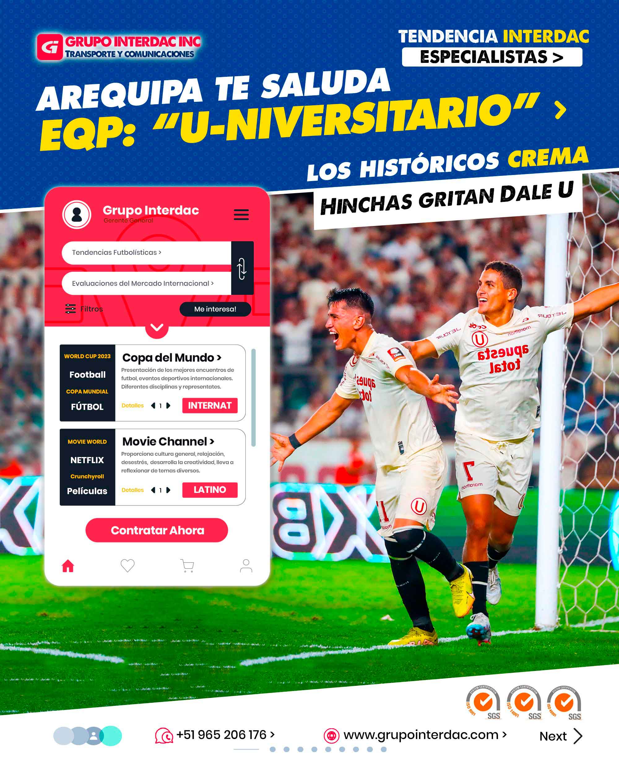 ​​Me complace hablar sobre las 10 mejores características del Club Universitario de Deportes en el fútbol peruano. La U es uno de los equipos más emblemáticos y queridos del Perú, con una rica historia y una apasionada hinchada. Aquí están algunas de sus mejores cualidades: Historia y Tradición: Club Universitario fue fundado en 1924 y es uno de los clubes más antiguos del fútbol peruano. Su rica historia y tradición lo mismo en un equipo respetado y admirado por los aficionados peruanos. Hinchada Apasionada: Los seguidores del Club Universitario son conocidos como La Trinchera Norte y son una de las hinchadas más apasionadas y entregadas del Perú. Su lealtad y apoyo incondicional hacen que cada partido sea una experiencia emocionante. Inclusión y Diversidad: Club Universitario ha sido un ejemplo de inclusión y diversidad, abriendo oportunidades para jugadores de diferentes regiones del Perú y de distintos orígenes. Legado Perduradero: La historia y el legado del Club Universitario de Deportes perduran en el corazón de los aficionados peruanos, haciendo de este equipo uno de los más queridos y respetados del fútbol peruano. Estas características hacen que el Club Universitario sea un equipo especial en el fútbol peruano, con una identidad única y un lugar especial en el corazón de los aficionados del Perú. Estadio Monumental: El Club Universitario juega en el Estadio Monumental de Lima, uno de los estadios más grandes y emblemáticos de América del Sur. Con una capacidad para más de 80,000 espectadores, este estadio es el hogar de la pasión futbolística peruana. La empresa Grupo Interdac Inc tiene un compromiso ambiental sostenible para la optimización de recursos naturales a través de herramientas computacionales en beneficio del planeta. Nuestra empresa es lider en creación de herramientas digitales para empresas transnacionales dedicadas al sector industrial y de recolección y transporte de residuos solidos.